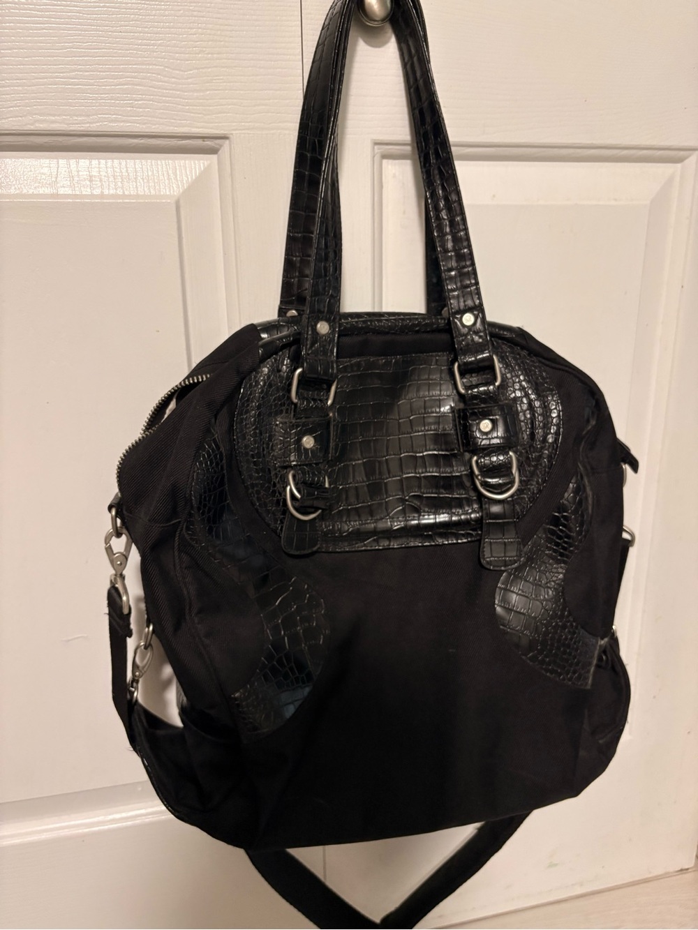 Black  lululemon bag with Croc-Detail Accents